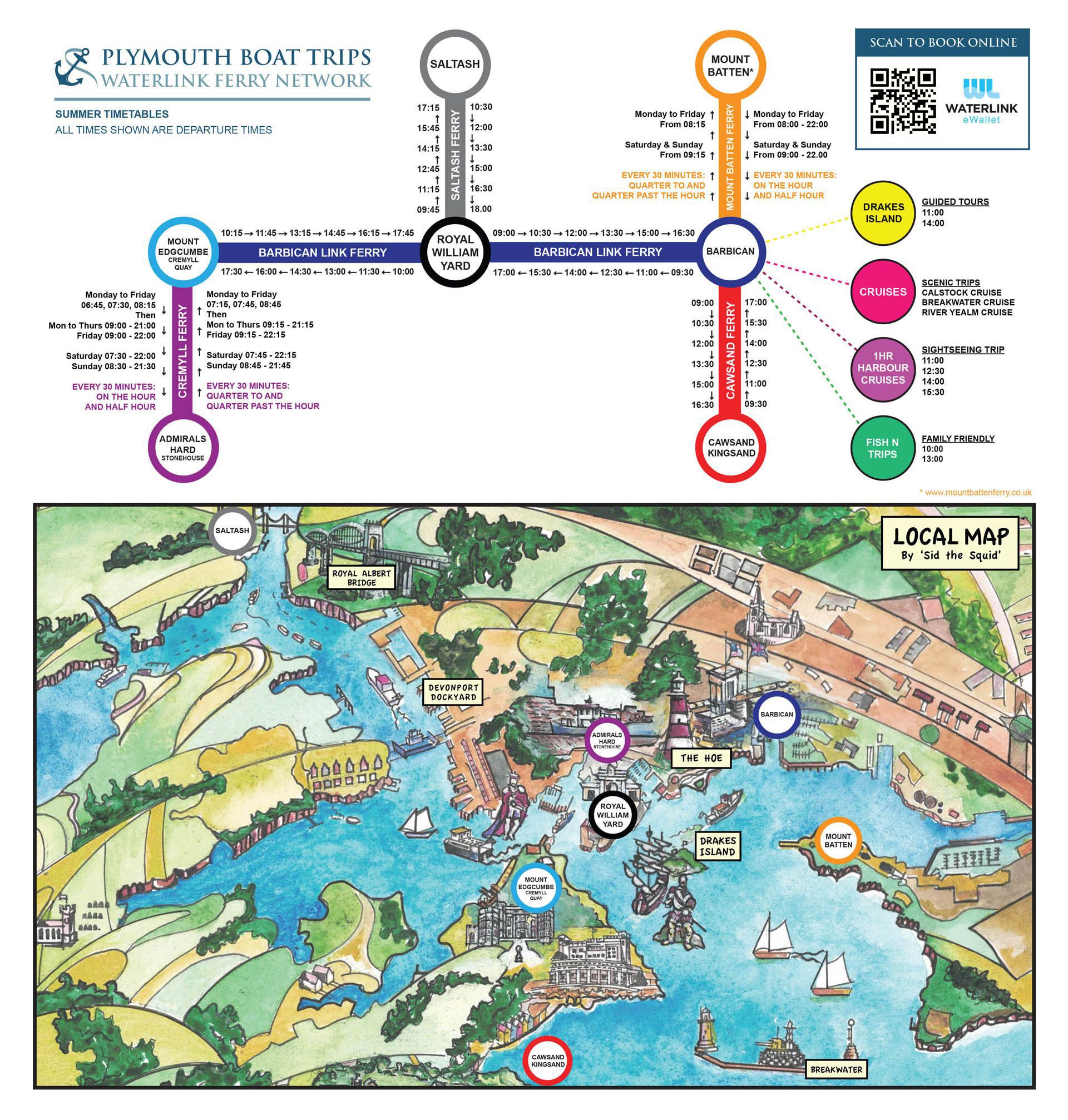 Plymouth Boat Trips Waterlink Ferry Network Map