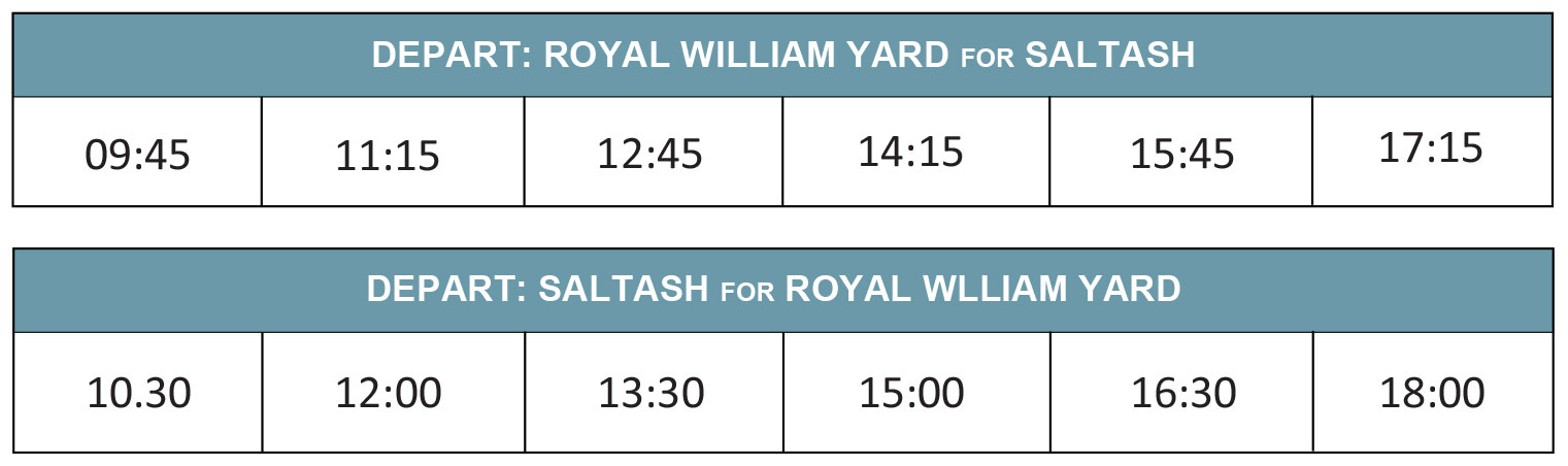 Royal William Yard to Saltash Ferry Timetable